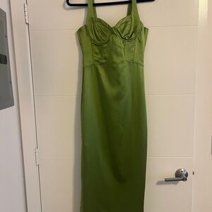 Elegant Green Satin Dress Zara